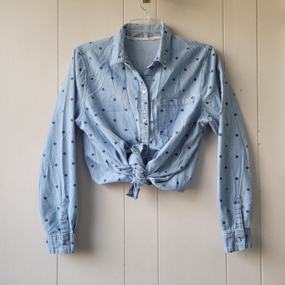 Vintage Denim Polka Dot Blouse